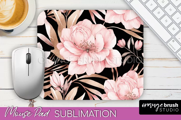 Floral Mouse Pad PNG - Pink Flowers Mousepad Sublimation