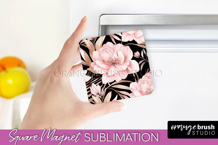Pink Flowers Magnet Sublimation - Watercolor Magnet Design