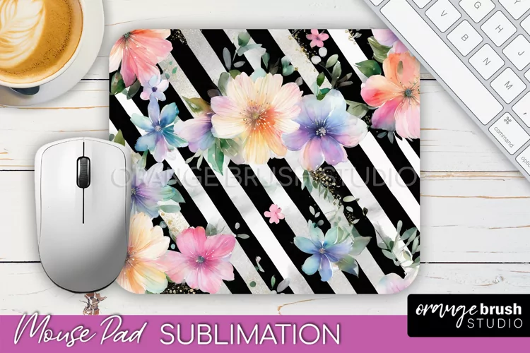 Floral Mouse Pad PNG - Pink Flowers Mousepad Sublimation