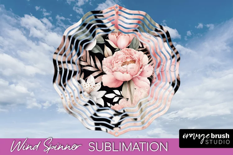 Pink Flowers Wind Spinner - Summer Wind Spinner Sublimation