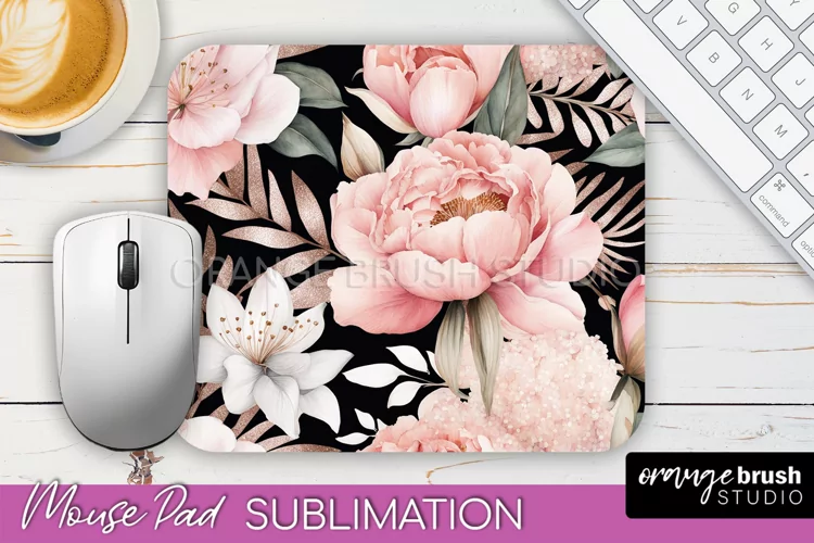 Floral Mouse Pad PNG - Pink Flowers Mousepad Sublimation
