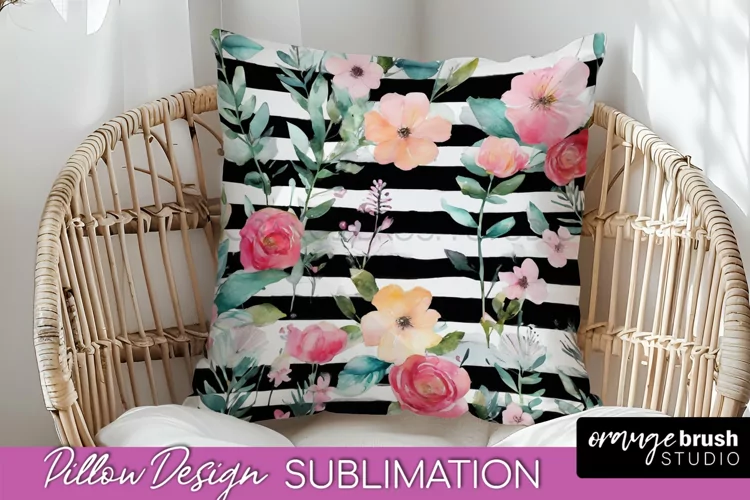 Watercolor Flowers Pillow Cover - Summer Pillow Sublimation