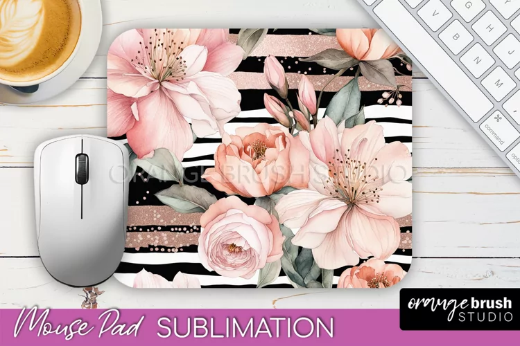 Floral Mouse Pad PNG - Pink Flowers Mousepad Sublimation