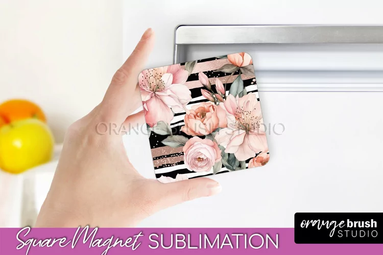 Pink Flowers Magnet Sublimation - Watercolor Magnet Design