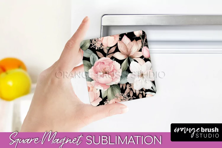 Pink Flowers Magnet Sublimation - Watercolor Magnet Design