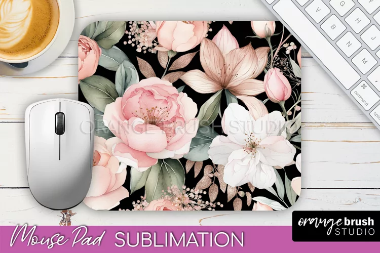 Floral Mouse Pad PNG - Pink Flowers Mousepad Sublimation