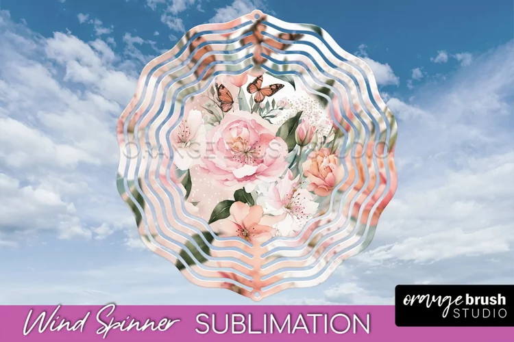 Pink Flowers Wind Spinner - Summer Wind Spinner Sublimation