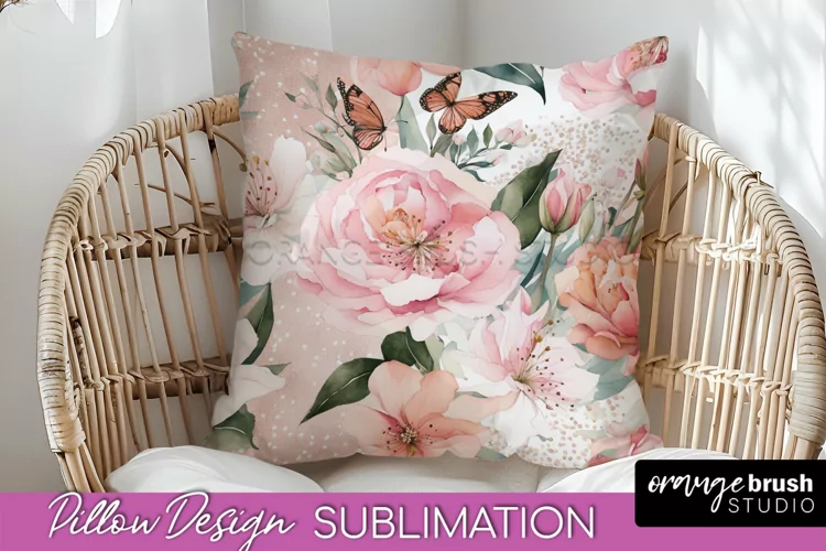 Watercolor Flowers Pillow Cover - Summer Pillow Sublimation