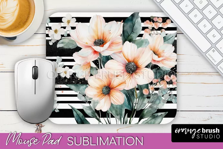 Floral Mouse Pad PNG - Pink Flowers Mousepad Sublimation