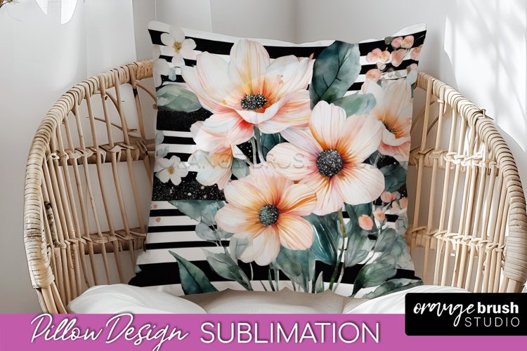 Watercolor Flowers Pillow Cover - Summer Pillow Sublimation