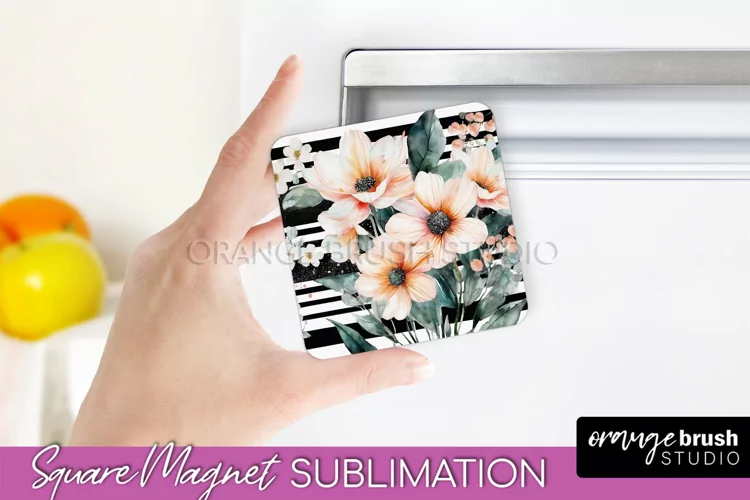 Pink Flowers Magnet Sublimation - Watercolor Magnet Design