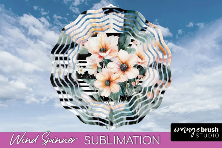 Pink Flowers Wind Spinner - Summer Wind Spinner Sublimation