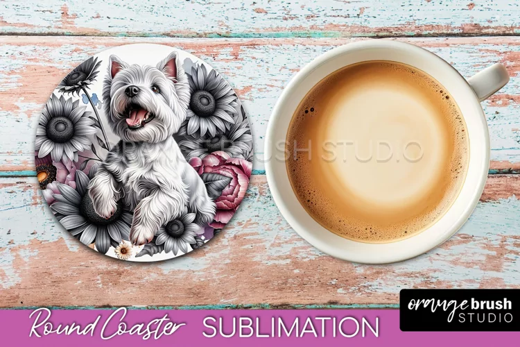 West Highland White Terrier Round Coaster Dog Sublimation
