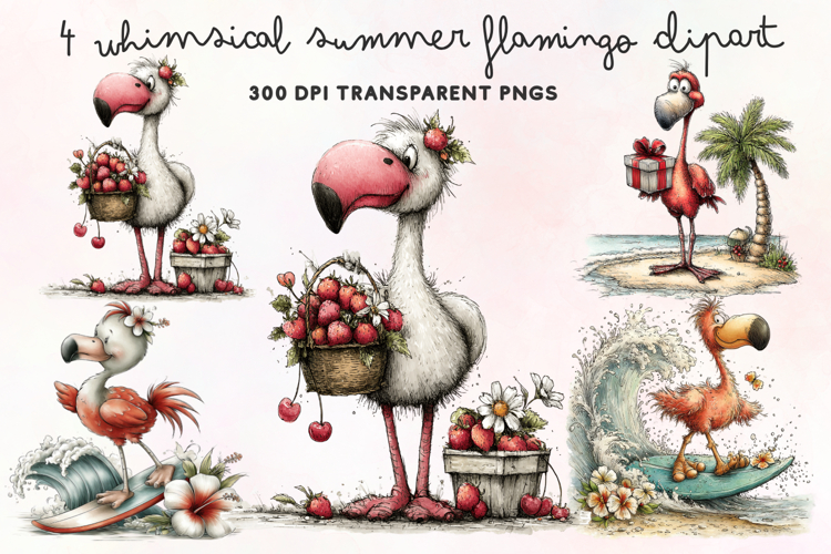 Cute Flamingo Clipart Image 13