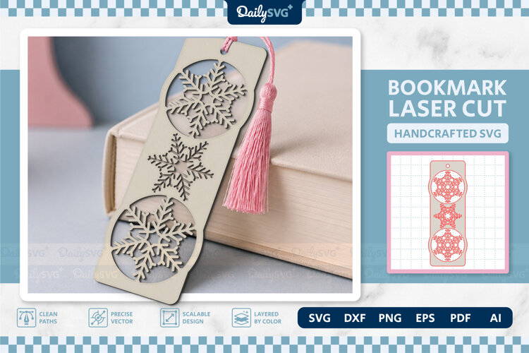 Winter Snowflake Bookmark SVG | Christmas Cut File example image 1