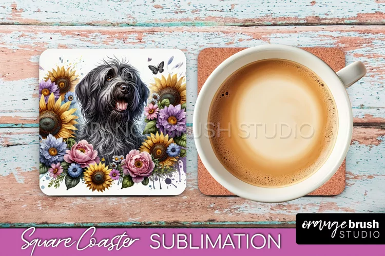 Wirehaired Pointing Griffon Square Coaster Dog Sublimation