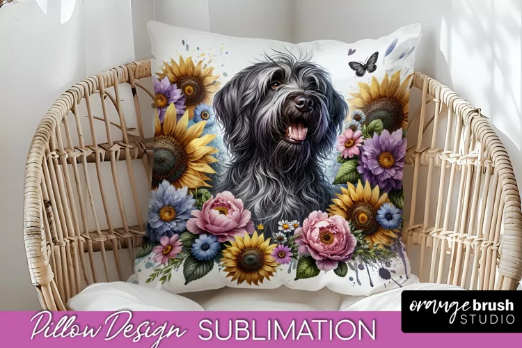 Wirehaired Pointing Griffon Pillow Cover Dog Sublimation PNG