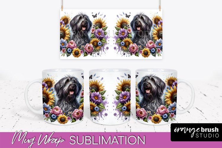 Wirehaired Pointing Griffon Mug Wrap Dog Sublimation Floral example image 1