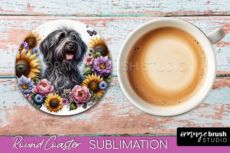 Wirehaired Pointing Griffon Round Coaster Dog Sublimation example image 1