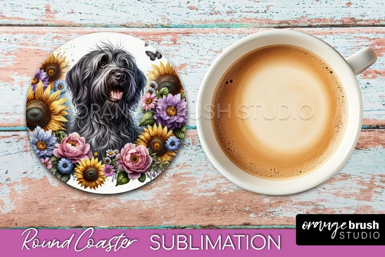 Wirehaired Pointing Griffon Round Coaster Dog Sublimation