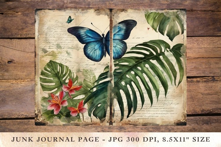 Printable Junk Journal Pages monstera 4 example image 1