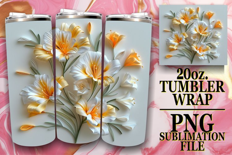 Colorful Spring Blossom 3D 20oz Tumbler Wrap