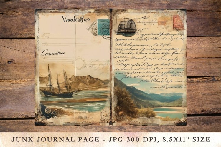 Printable Junk Journal Pages postcard travel 10 example image 1