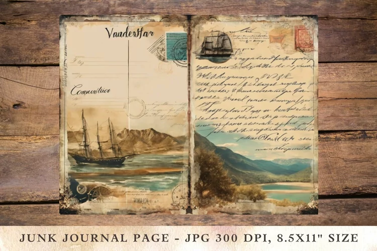 Printable Junk Journal Pages postcard travel 10