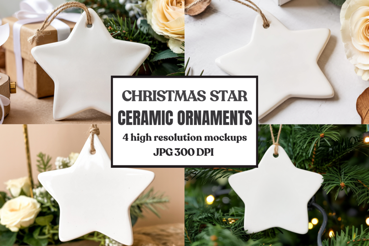 Christmas Star Ceramic Ornament Mockup | Holiday Star
