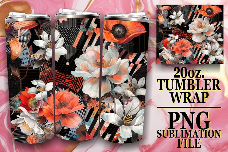 Playful Abstract Spring Petals Tumbler Sublimation 20oz example image 1