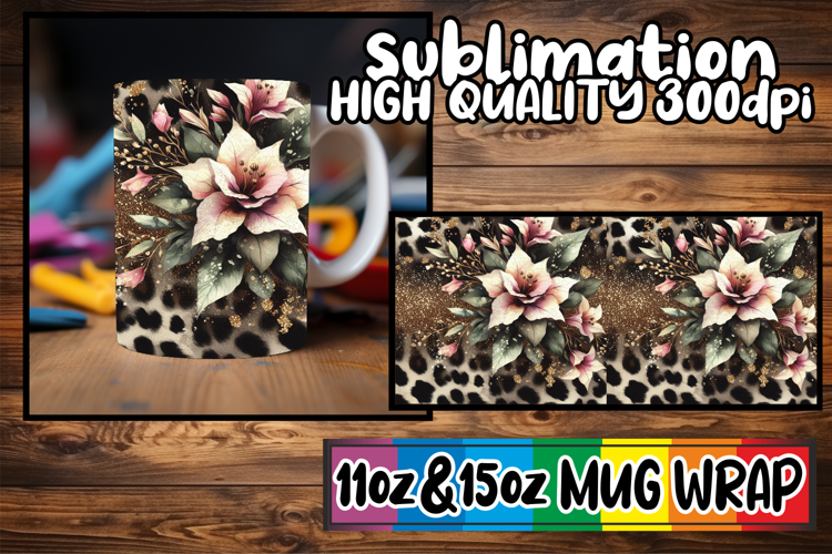 Playful mornings 11oz 15oz sublimation wrap, Leopard Prints