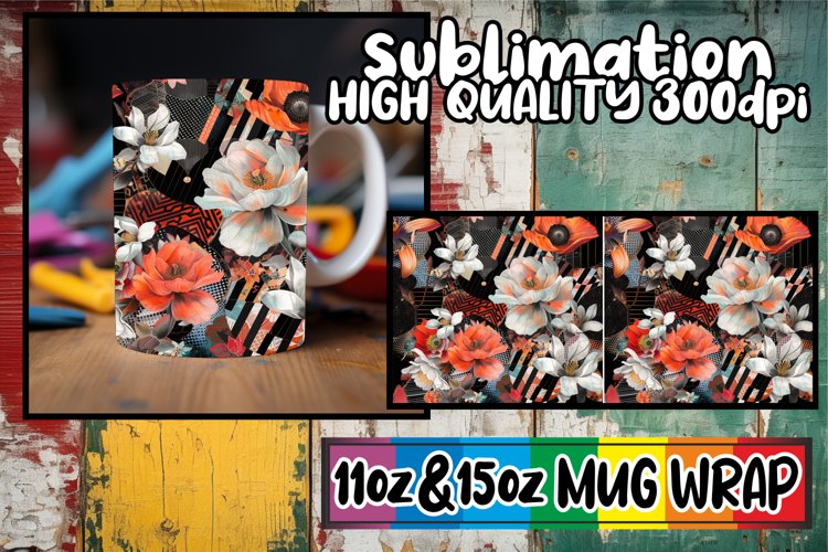 Whimsical Flower Celebration Mug Sublimation 11oz/15oz example image 1