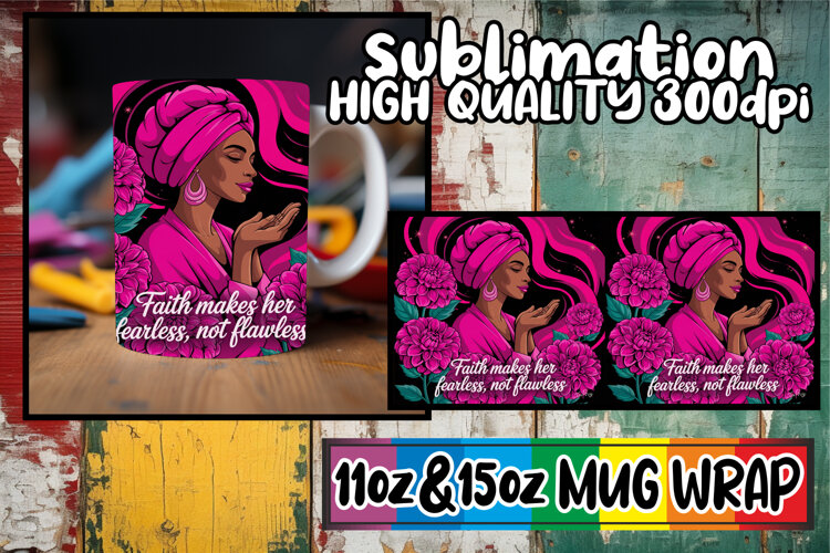 Pure joy 11oz 15oz sublimation wrap, Praying Woman example image 1