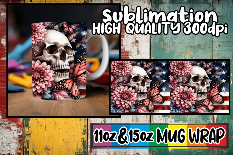 Tender love 11oz 15oz sublimation wrap, Skull USA