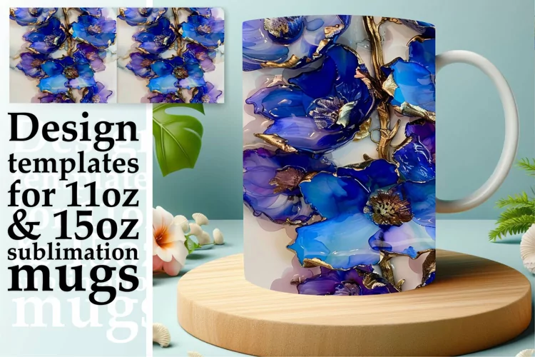 Elegant Blossom Beauty Mug Wrap: Sublimation - 11oz/15oz
