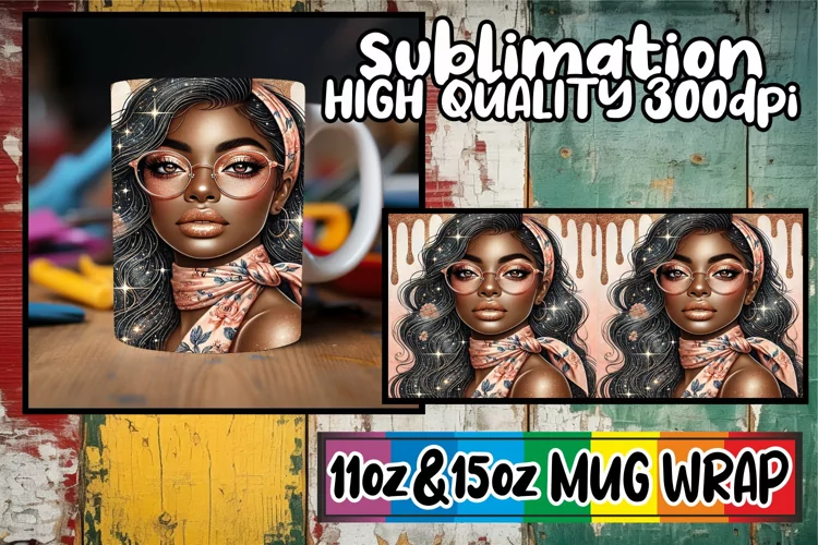 Unique thoughts 11oz 15oz sublimation wrap, Afro Girl