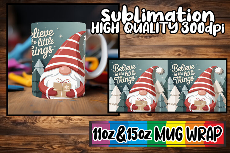 Blissful evenings 11oz 15oz sublimation wrap, Holiday Gnome example image 1