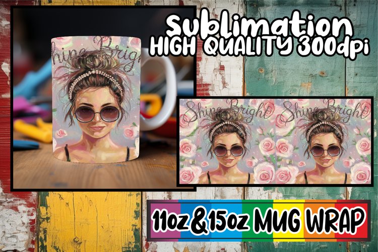 Joyful heart sublimation mug wrap, Woman example image 1