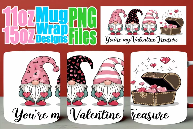 Joyful nights sublimation mug wrap, Love Gnome