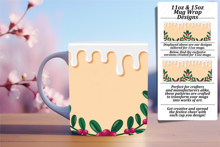 Charming 15oz Mug Wrap Png Design , Christmas