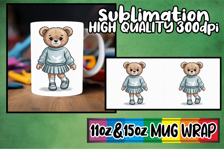 Serene beauty 11oz 15oz mug wrap, Teddy Bear example image 1