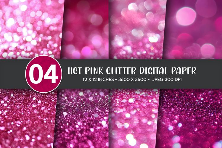 Hot Pink Glitter Digital Paper example image 1