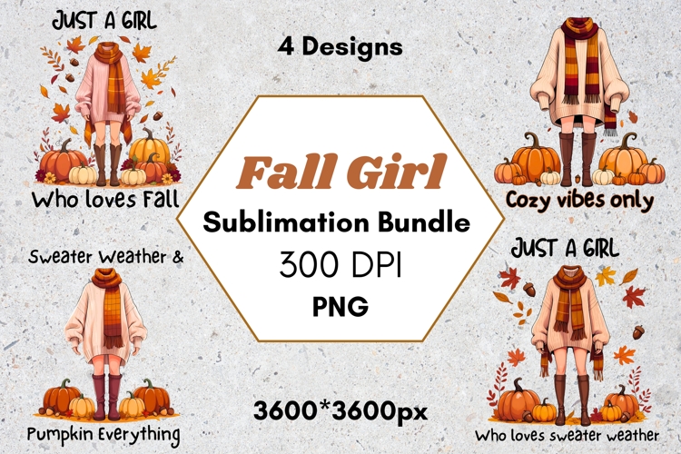 Fall Girl Sublimation Bundle | Fall-themed PNG graphics