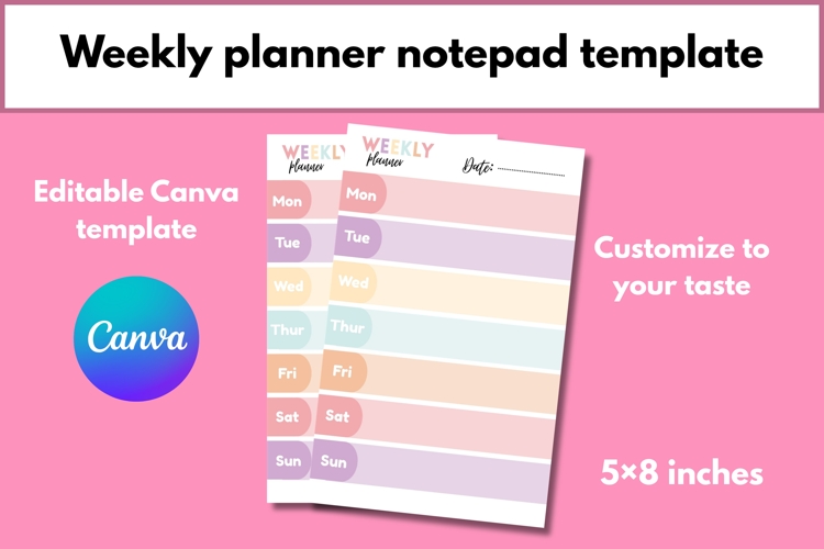 Editable Weekly Planner Canva Template - pastel planner