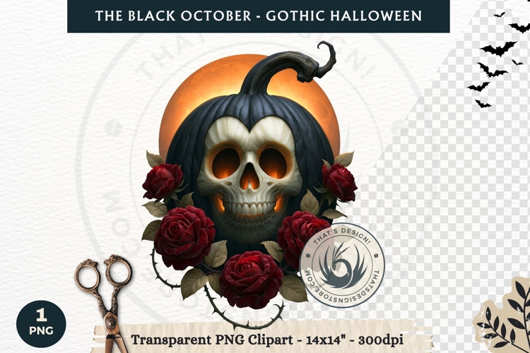 The Black October Gothic Halloween Clipart, Horror character