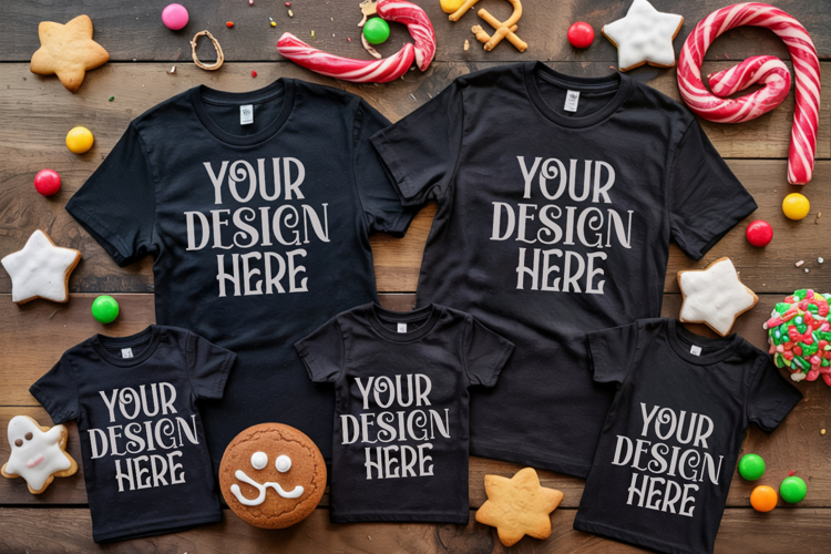 Christmas Family Matching Group Flat Lay Mockup