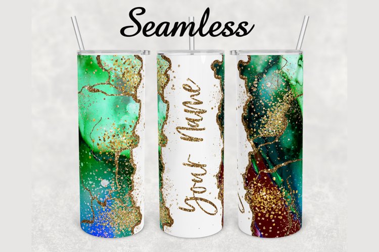 Emerald Green Gold Agate 20 oz sublimation design tumbler