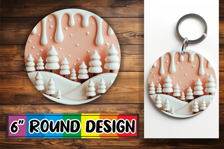 Joyful Circle Keychains Design, Winter