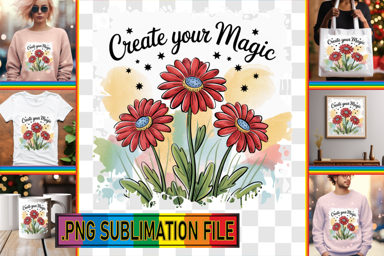 LUMINOUS Sublimation TSHIRT PNG, Flowers Quote
