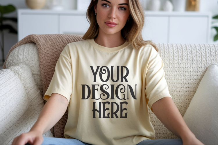 Butter Comfort Colors 1717 T-shirt Mockups,1717 Mockups